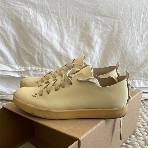 FEIT hand sewn Cream High-Top Sneakers - Picture 3 of 5